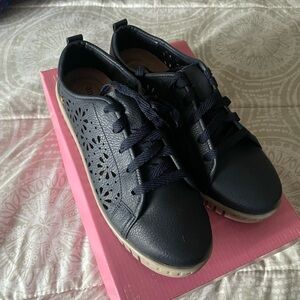 Women's Dark blue Leather Sneakers